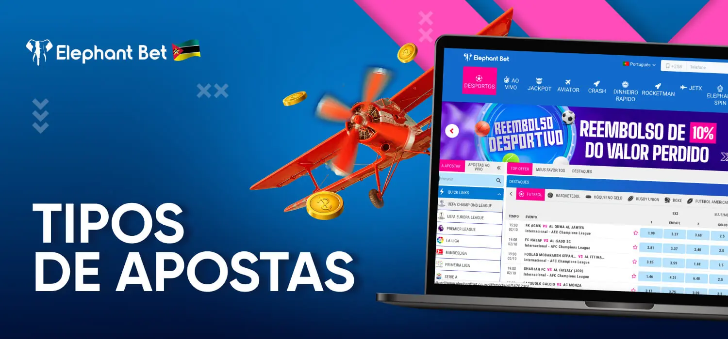 tipos de apostas na elephant bet